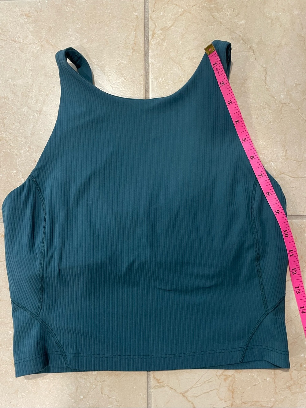 lululemon athletica Ribbed Deep Teal Scoop Neck Crop Tank - Picture 9 of 11